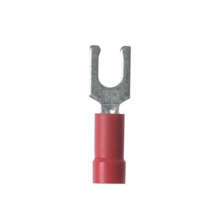 Panduit Fork Terminal, #6 Stud Size, 18 AWG, 600 V, Vinyl Insulated, Red, 100 PK PV18-6LF-CY